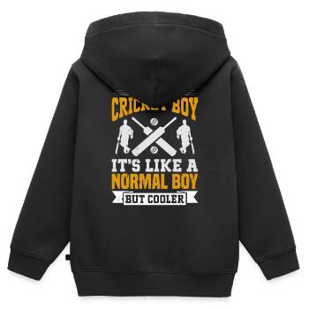 Je suis un garçon de cricket - Garçon de cricket - Sweat Premium à capuche zippé enfant bio - noir - Dos - AI Model Kid Male (0cm)