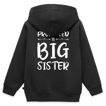 Befördert zu Big Sister Kids Big Sister - Kinder Premium Organic Zip Hoodie - Schwarz - Hinten - AI Model Kid Male (0cm)