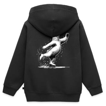Eisbär liebt Schlittschuh laufen Arktis Nordpol - Kinder Premium Organic Zip Hoodie - Schwarz - Hinten - AI Model Kid Male (0cm)