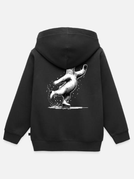 L'orso polare ama pattinare sul ghiaccio Polo Nord Artico - Felpa Premium con cappuccio con zip bambino bio - nero