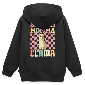 Mama Llama - Kids Premium Organic Zip-up Hoodie - black - Back - AI Model Kid Male (0cm)