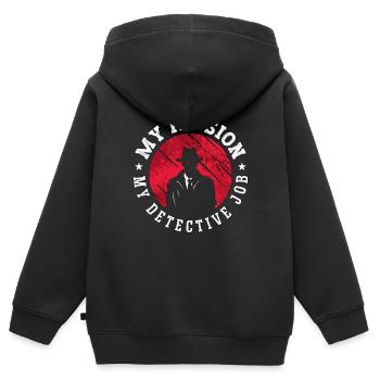 Détective Ma Passion Mon Métier de Détective Enquêteur - Sweat Premium à capuche zippé enfant bio - noir - Dos - AI Model Kid Male (0cm)