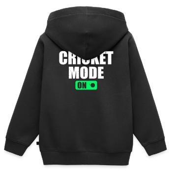 Mode Cricket activé - Joueur de cricket Cricket Cricket - Sweat Premium à capuche zippé enfant bio - noir - Dos - AI Model Kid Male (0cm)
