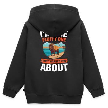 He Has Leather Skin für einen Bison-Fan oder - Kinder Premium Organic Zip Hoodie - Schwarz - Hinten - AI Model Kid Male (0cm)