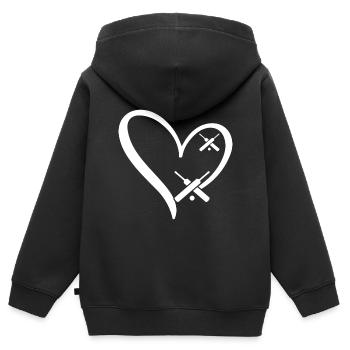 Coeur de cricket Joueur de cricket Cricket He - Sweat Premium à capuche zippé enfant bio - noir - Dos - AI Model Kid Male (0cm)