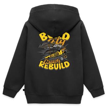 Model Airplane Build Fly Crash Rebuild - Kids Premium Organic Zip-up Hoodie - black - Back - AI Model Kid Male (0cm)