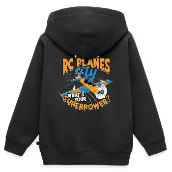 Maquette d’avion Maquette d’avion Je fais des avions - Sweat Premium à capuche zippé enfant bio - noir - Dos - AI Model Kid Male (0cm)