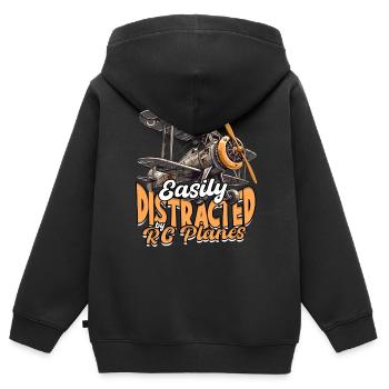 Modèle réduit d’avion facilement distrait par les avions RC - Sweat Premium à capuche zippé enfant bio - noir - Dos - AI Model Kid Male (0cm)