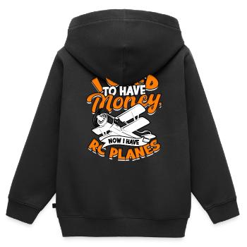 Maquette d’avion Maquette d’avion - Sweat Premium à capuche zippé enfant bio - noir - Dos - AI Model Kid Male (0cm)