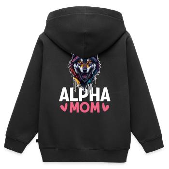 Loup Alpha Femelle - Sweat Premium à capuche zippé enfant bio - noir - Dos - AI Model Kid Male (0cm)
