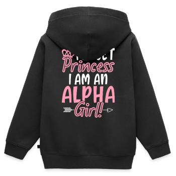 Drôle de femelle alpha - Sweat Premium à capuche zippé enfant bio - noir - Dos - AI Model Kid Male (0cm)