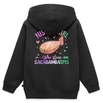 Poisson Meme - Sweat Premium à capuche zippé enfant bio - noir - Dos - AI Model Kid Male (0cm)