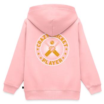 Jeu de cricket - Joueur de cricket fou - Sweat Premium à capuche zippé enfant bio - rose - Dos - AI Model Kid Female (0cm)