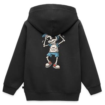Lustiges Skelett Totenkopf Tanzen Halloween - Kinder Premium Organic Zip Hoodie - Schwarz - Hinten - AI Model Kid Male (0cm)