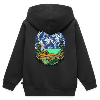 Alps, Summit, Mountains, Beg Hut, House, Alm, Tyrol, Nature - Kids Premium Organic Zip-up Hoodie - black - Back - AI Model Kid Male (0cm)