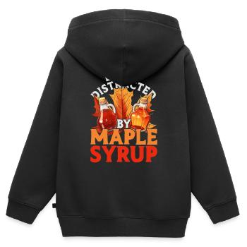Ahornsirup facilement distrait par le sirop d’érable - Sweat Premium à capuche zippé enfant bio - noir - Dos - AI Model Kid Male (0cm)