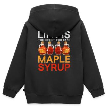Sirop d’érable Érable Sève d’érable - Sweat Premium à capuche zippé enfant bio - noir - Dos - AI Model Kid Male (0cm)
