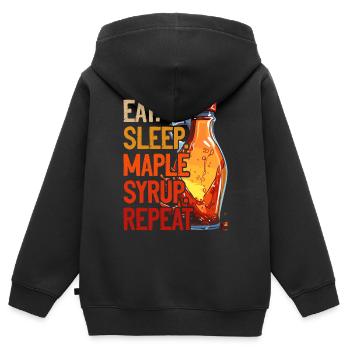 Sirop d’érable Sève d’érable Eat Sleep Sirop d’érable Répéter - Sweat Premium à capuche zippé enfant bio - noir - Dos - AI Model Kid Male (0cm)