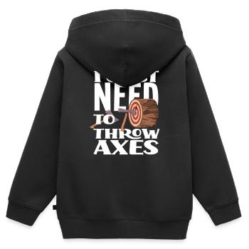 Ich Muss Nur Äxte Werfen - Kinder Premium Organic Zip Hoodie - Schwarz - Hinten - AI Model Kid Male (0cm)