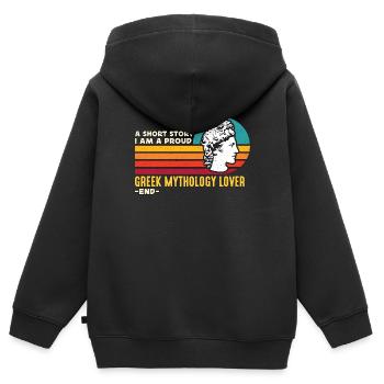 Amoureux de la mythologie grecque Une histoire courte Mythologie Dieux - Sweat Premium à capuche zippé enfant bio - noir - Dos - AI Model Kid Male (0cm)