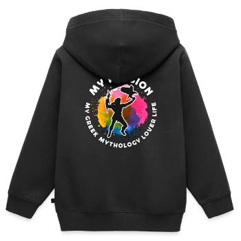 Amoureux de la mythologie grecque Ma passion Mon dieu de la mythologie - Sweat Premium à capuche zippé enfant bio - noir - Dos - AI Model Kid Male (0cm)