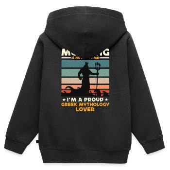 Le matin des amoureux de la mythologie grecque n’est pas mon ancien - Sweat Premium à capuche zippé enfant bio - noir - Dos - AI Model Kid Male (0cm)