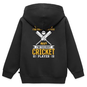 Cricket Sport Cricket - Je suis le meilleur Cricket pl - Sweat Premium à capuche zippé enfant bio - noir - Dos - AI Model Kid Male (0cm)