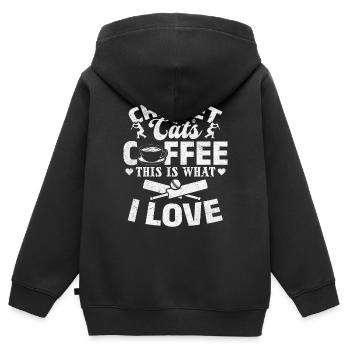 Cricket Cats Coffee This Is What I Love - Cricket - Kinder Premium Organic Zip Hoodie - Schwarz - Hinten - AI Model Kid Male (0cm)