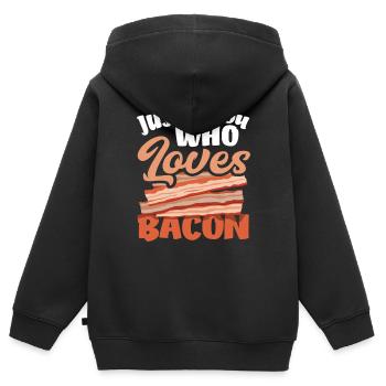 Speck Nur Ein Junge Der Speck Liebt - Kinder Premium Organic Zip Hoodie - Schwarz - Hinten - AI Model Kid Male (0cm)