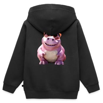 Hippopotame Hippopotame Hippopotame Hippopotame - Sweat Premium à capuche zippé enfant bio - noir - Dos - AI Model Kid Male (0cm)