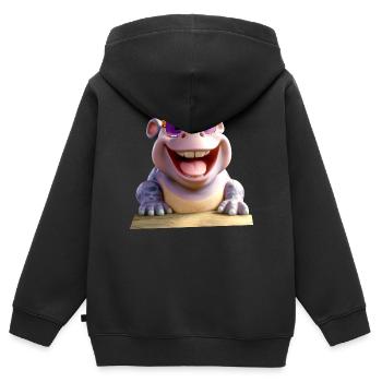 Hippopotame Hippopotame Hippopotame Hippopotame - Sweat Premium à capuche zippé enfant bio - noir - Dos - AI Model Kid Male (0cm)