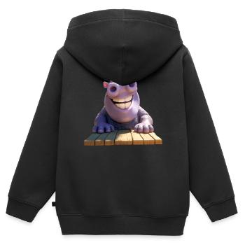 Nilpferd Flusspferd Papa Hippopotamus Cooles Hippo - Kinder Premium Organic Zip Hoodie - Schwarz - Hinten - AI Model Kid Male (0cm)