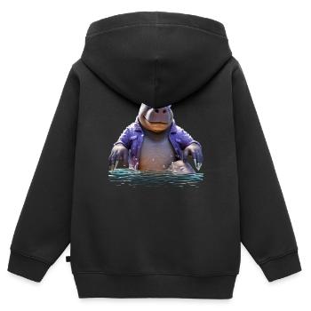 Hippopotame Hippopotame Hippopotame Hippopotame - Sweat Premium à capuche zippé enfant bio - noir - Dos - AI Model Kid Male (0cm)