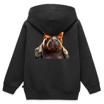 Nilpferd Flusspferd Papa Hippopotamus Cooles Hippo - Kinder Premium Organic Zip Hoodie - Schwarz - Hinten - AI Model Kid Male (0cm)