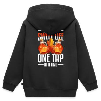 Sirop d’érable Sève d’érable Un robinet à la fois - Sweat Premium à capuche zippé enfant bio - noir - Dos - AI Model Kid Male (0cm)