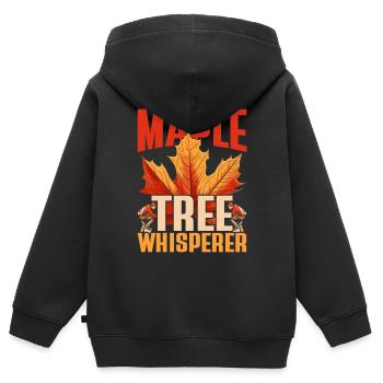 Sirop d’érable érable arbre Whisperer - Sweat Premium à capuche zippé enfant bio - noir - Dos - AI Model Kid Male (0cm)