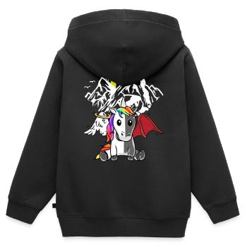 Einhorn Dämon Engel Teufel Satanisch Fabeltier - Kinder Premium Organic Zip Hoodie - Schwarz - Hinten - AI Model Kid Male (0cm)