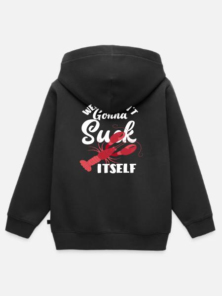 Wortspiel Langusten Essen Sprüche Spruch - Hoodie Premium med dragkedja barn ekologisk - svart