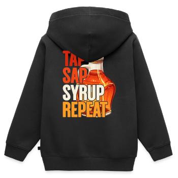 Sirop d’érable Sirop d’érable Tap Sap Syrup Répéter - Sweat Premium à capuche zippé enfant bio - noir - Dos - AI Model Kid Male (0cm)