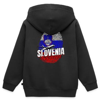 SlowenienSlovenia Approved - Funny Slovenian - Kinder Premium Organic Zip Hoodie - Schwarz - Hinten - AI Model Kid Male (0cm)