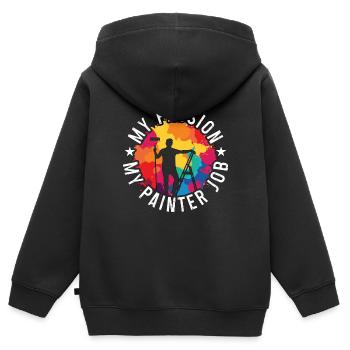 Peintre Ma passion Mon peintre Peintre Peintre automobile - Sweat Premium à capuche zippé enfant bio - noir - Dos - AI Model Kid Male (0cm)