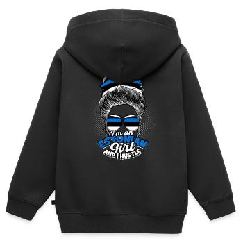 Estonien Estonie - Sweat Premium à capuche zippé enfant bio - noir - Dos - AI Model Kid Male (0cm)