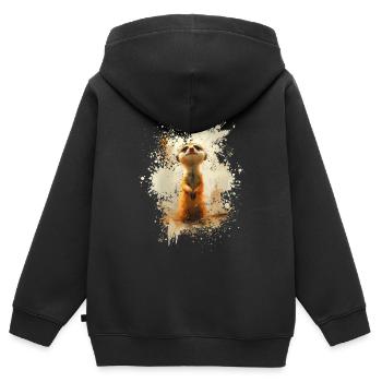 Erdmännchen und Niedliche Tiere - Kinder Premium Organic Zip Hoodie - Schwarz - Hinten - AI Model Kid Male (0cm)
