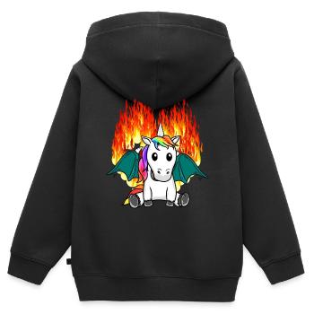 Dragon ardent Licorne fantaisie fable pour enfants - Sweat Premium à capuche zippé enfant bio - noir - Dos - AI Model Kid Male (0cm)