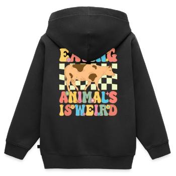 Groovy Vegane Pflanzenbasierte Ernährung - Kinder Premium Organic Zip Hoodie - Schwarz - Hinten - AI Model Kid Male (0cm)