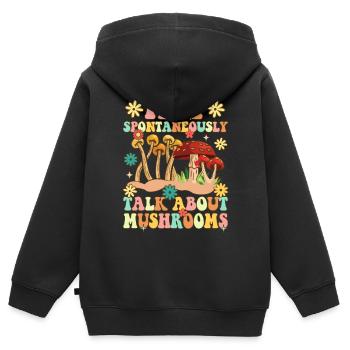Groovy Pilzjagd - Kinder Premium Organic Zip Hoodie - Schwarz - Hinten - AI Model Kid Male (0cm)