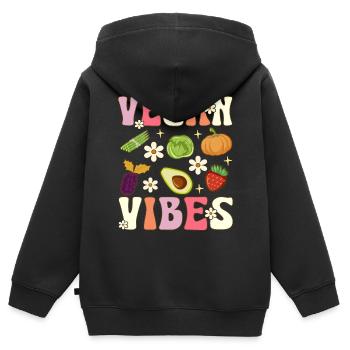 Groovy Pflanzenbasierte Ernährung Veganismus - Kinder Premium Organic Zip Hoodie - Schwarz - Hinten - AI Model Kid Male (0cm)
