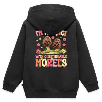 Groovy Pilzjagd - Kinder Premium Organic Zip Hoodie - Schwarz - Hinten - AI Model Kid Male (0cm)