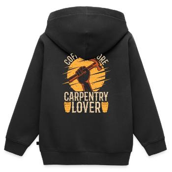 Carpentry Lover Coffee Woodworking Coffee Lover - Kids Premium Organic Zip-up Hoodie - black - Back - AI Model Kid Male (0cm)