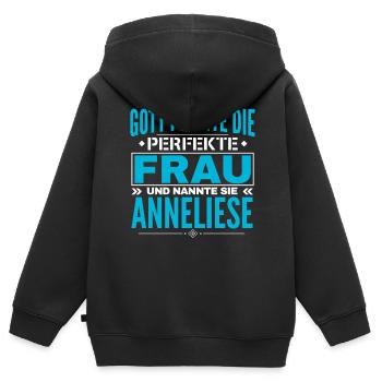 Anneliese Name Design - Kinder Premium Organic Zip Hoodie - Schwarz - Hinten - AI Model Kid Male (0cm)